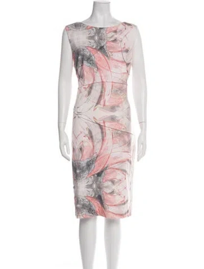 Pre-owned Escada Printed Knee-length Dress In Green