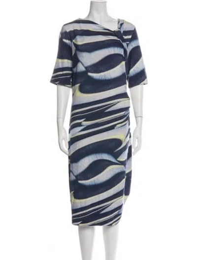 Pre-owned Escada Printed Knee-length Dress In Green