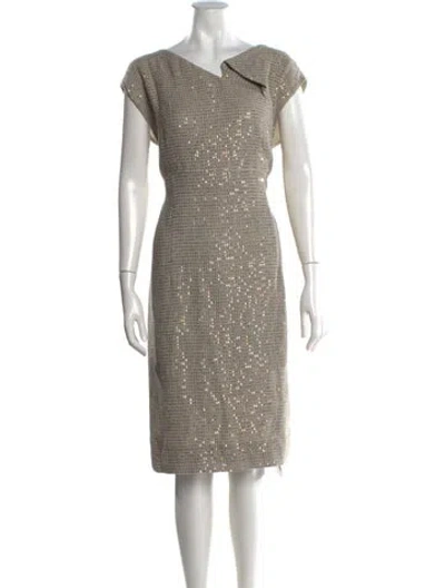 Pre-owned Escada Printed Knee-length Dress In Neutral