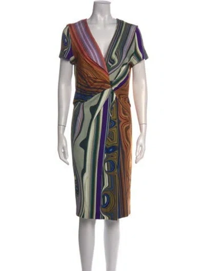 Pre-owned Escada Printed Knee-length Dress In Neutrals