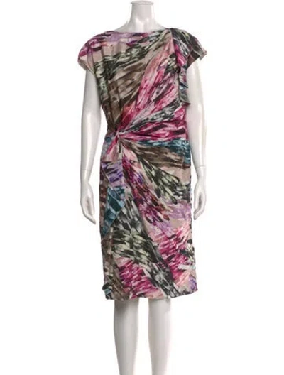 Pre-owned Escada Printed Knee-length Dress In Pink