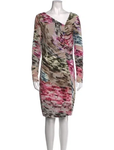 Pre-owned Escada Printed Knee-length Dress In Pink