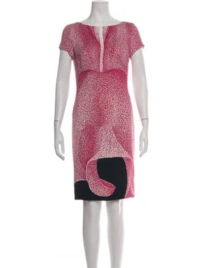Pre-owned Escada Printed Knee-length Dress In Pink