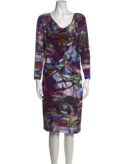 Pre-owned Escada Printed Knee-length Dress In Purple