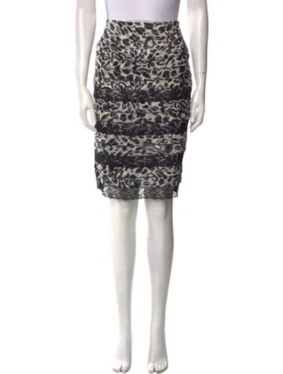 Pre-owned Escada Printed Knee-length Skirt In White