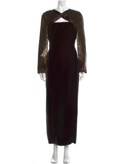 Pre-owned Escada Printed Long Dress In Black