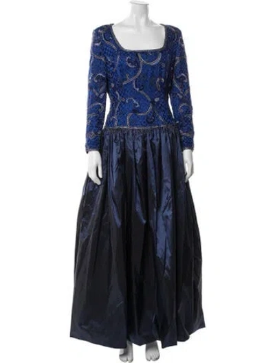 Pre-owned Escada Printed Long Dress In Blue