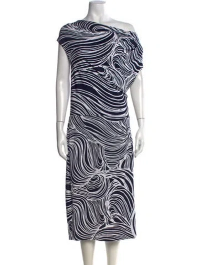 Pre-owned Escada Printed Long Dress In Blue