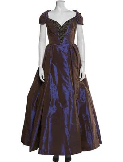 Pre-owned Escada Printed Long Dress In Brown