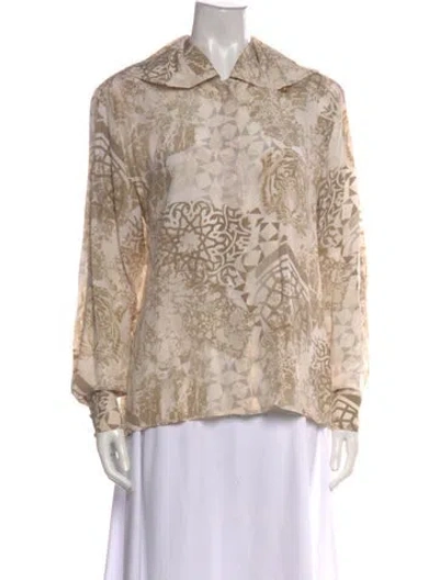 Pre-owned Escada Printed Long Sleeve Blouse In Neutral