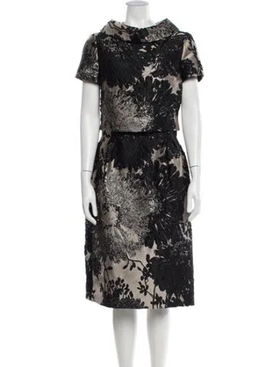 Pre-owned Escada Printed Midi Length Dress In Black