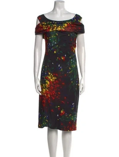 Pre-owned Escada Printed Midi Length Dress In Black