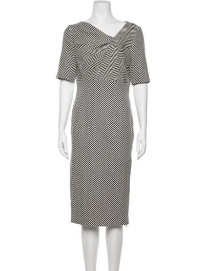 Pre-owned Escada Printed Midi Length Dress In Black