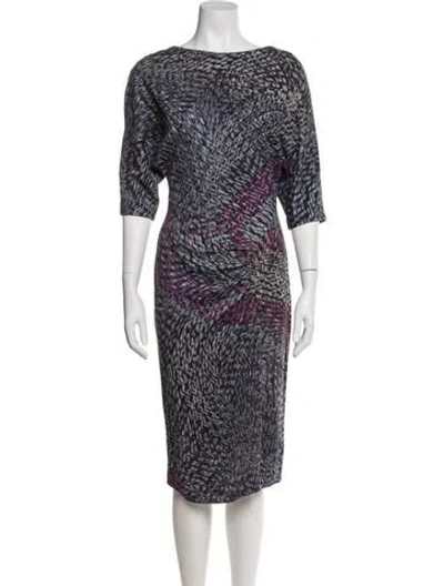 Pre-owned Escada Printed Midi Length Dress In Blue