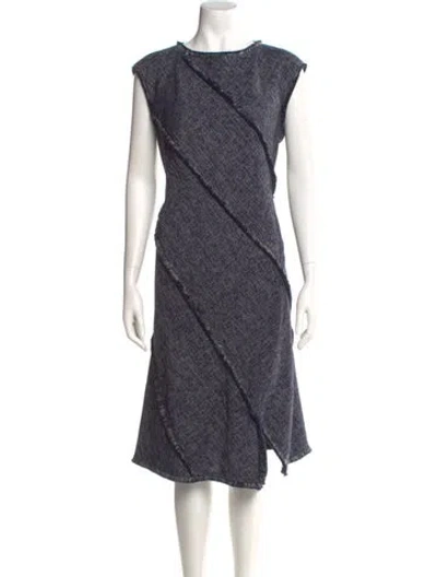 Pre-owned Escada Printed Midi Length Dress In Blue