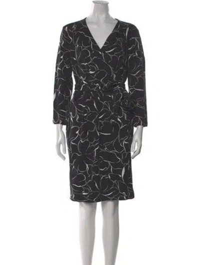 Pre-owned Escada Printed Midi Length Dress In Gray