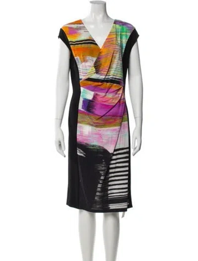 Pre-owned Escada Printed Midi Length Dress In Green