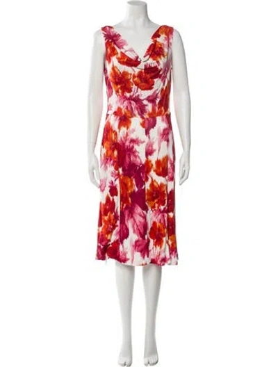 Pre-owned Escada Printed Midi Length Dress In Red