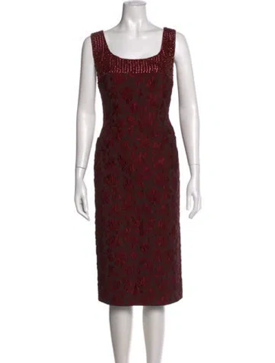 Pre-owned Escada Printed Midi Length Dress In Red