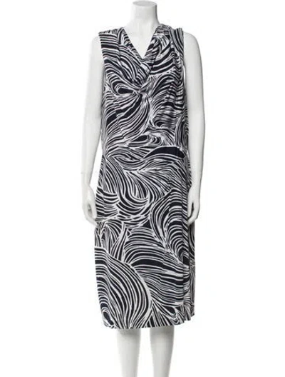 Pre-owned Escada Printed Midi Length Dress In White