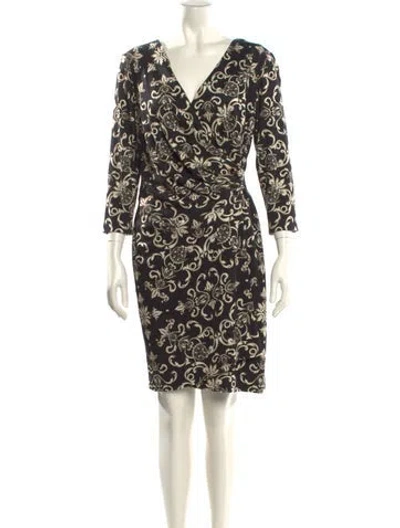 Pre-owned Escada Printed Mini Dress In Black
