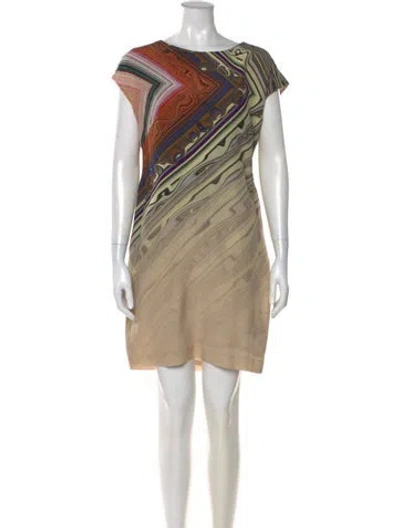 Pre-owned Escada Printed Mini Dress W/ Tags In Neutral