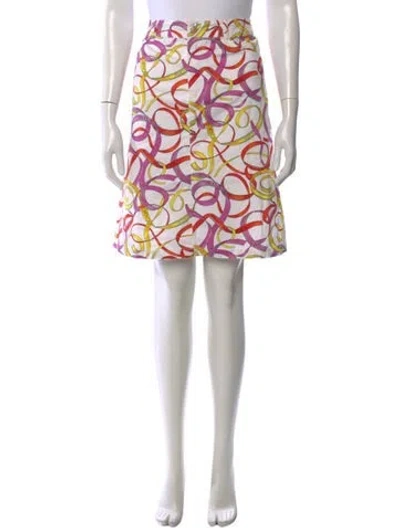 Pre-owned Escada Printed Mini Skirt In White