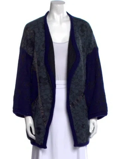 Pre-owned Escada Printed Open Front Sweater In Blue