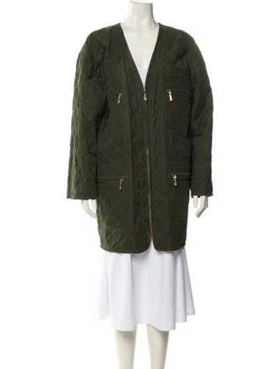 Pre-owned Escada Printed Parka In Green