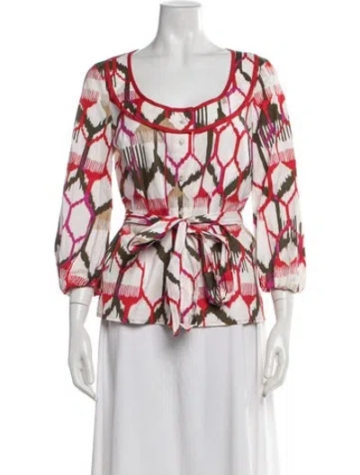 Pre-owned Escada Printed Scoop Neck Blouse In Multicolor