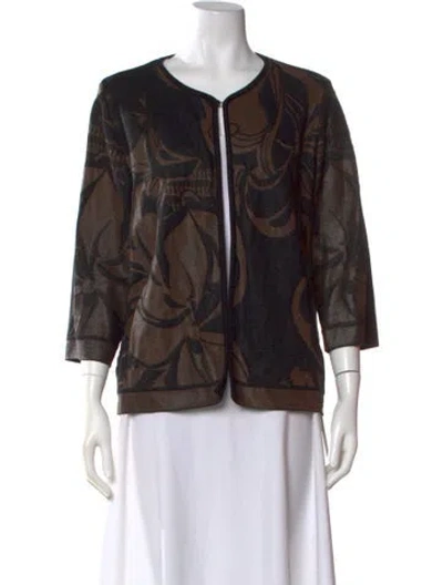 Pre-owned Escada Printed Scoop Neck Sweater In Black