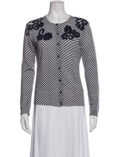 Pre-owned Escada Printed Scoop Neck Sweater In Blue