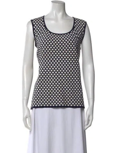 Pre-owned Escada Printed Scoop Neck Sweater In Blue