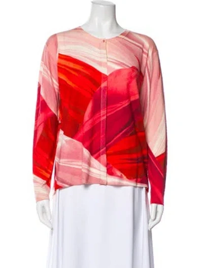 Pre-owned Escada Printed Scoop Neck Sweater In Red