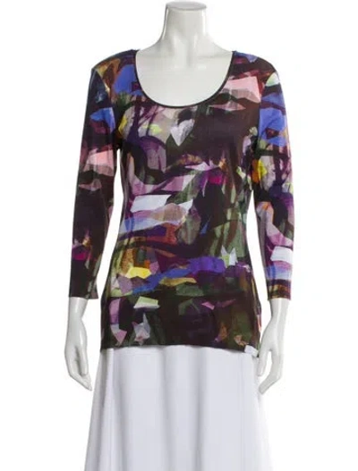 Pre-owned Escada Printed Scoop Neck Sweater W/ Tags In Multi