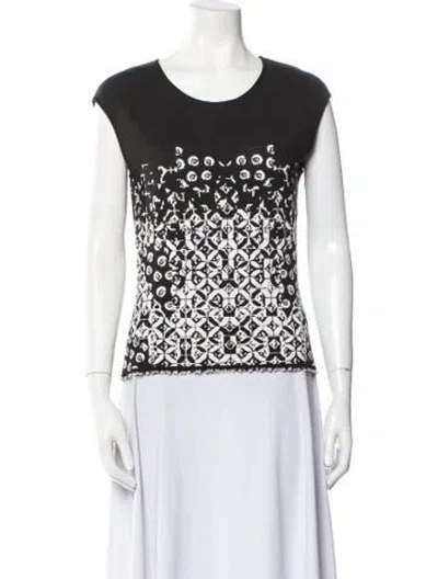 Pre-owned Escada Printed Scoop Neck Top In Black