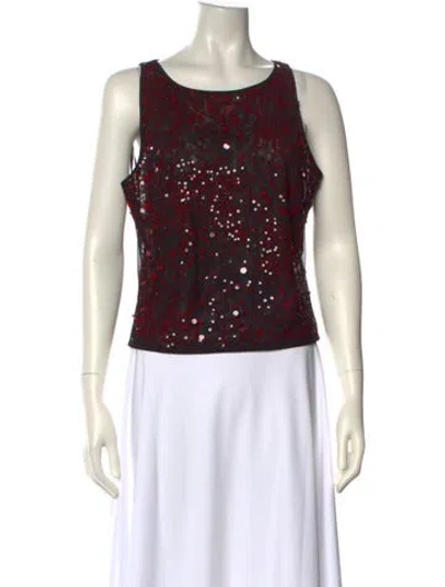 Pre-owned Escada Printed Scoop Neck Top In Black
