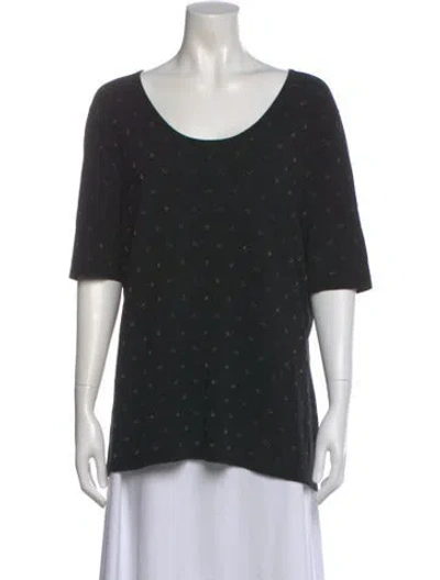 Pre-owned Escada Printed Scoop Neck Top In Black