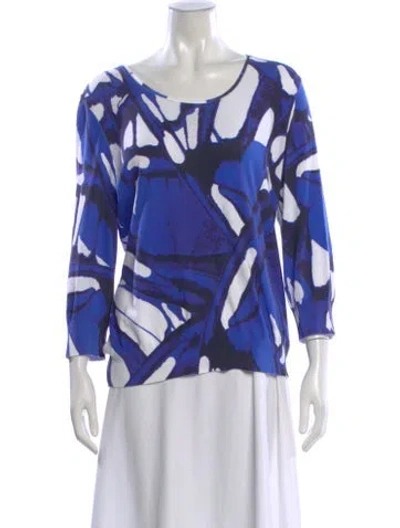 Pre-owned Escada Printed Scoop Neck Top In Blue