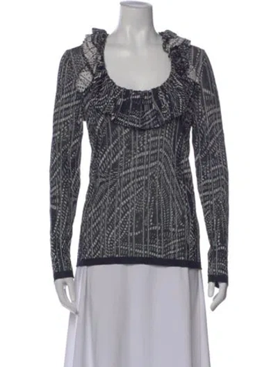 Pre-owned Escada Printed Scoop Neck Top In Blue