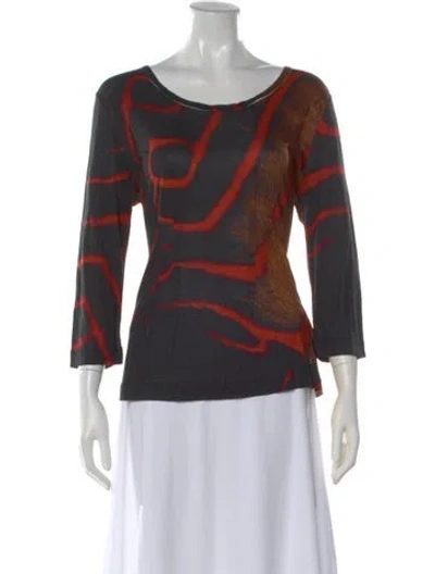 Pre-owned Escada Printed Scoop Neck Top In Multi