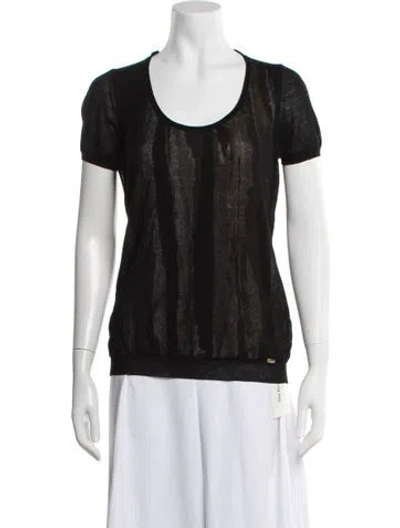 Pre-owned Escada Printed Scoop Neck T-shirt In Black