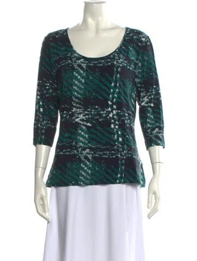 Pre-owned Escada Printed Scoop Neck T-shirt In Green