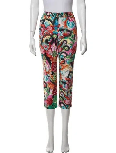 Pre-owned Escada Printed Straight Leg Pants In Green