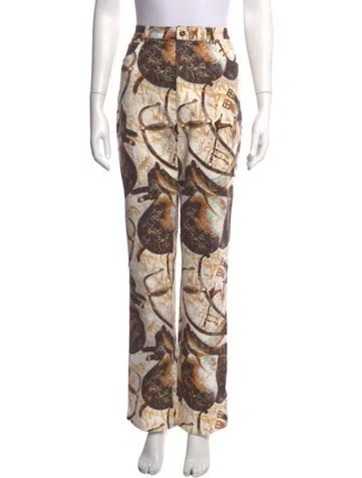 Pre-owned Escada Printed Straight Leg Pants In Neutrals