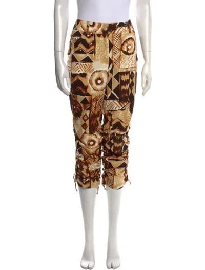 Pre-owned Escada Printed Straight Leg Pants W/ Tags In Brown