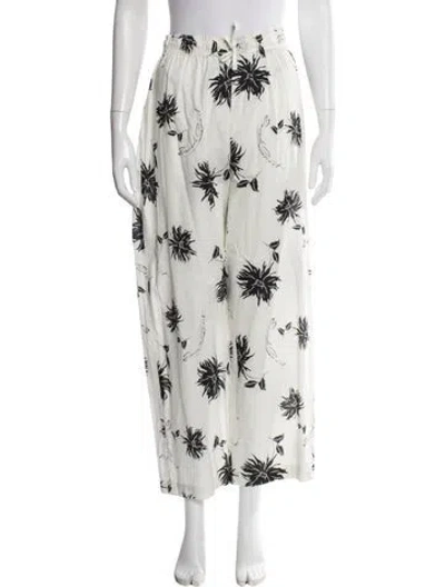 Pre-owned Escada Printed Straight Leg Pants In White