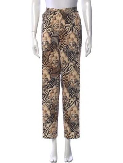Pre-owned Escada Printed Straight Leg Pants In Yellow