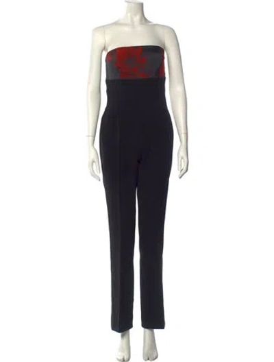 Pre-owned Escada Printed Strapless Jumpsuit In Black