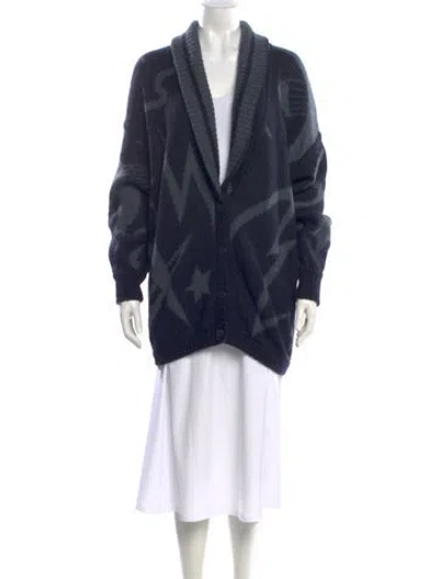 Pre-owned Escada Printed V-neck Sweater In Blue